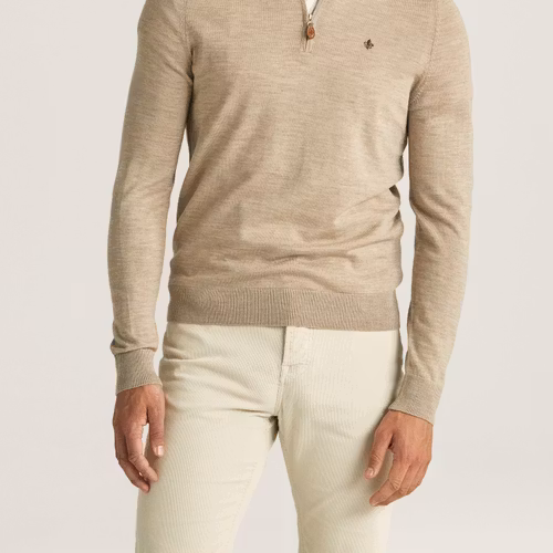 Morris - Merino John Zip (Khaki)