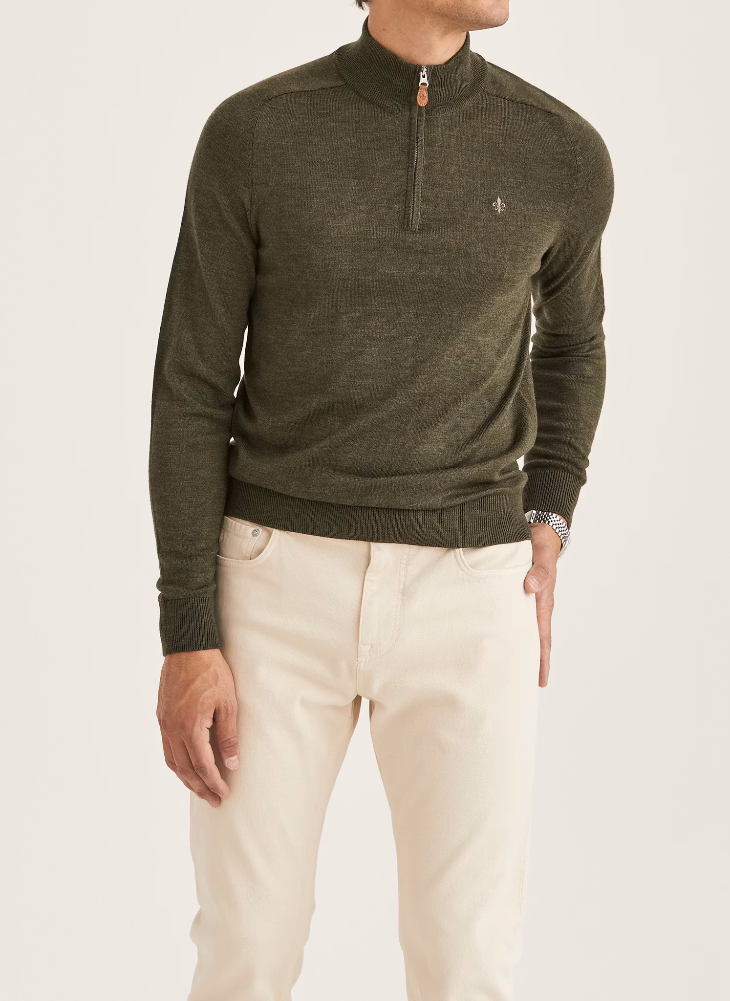 Morris - Merino John Zip (Olive)