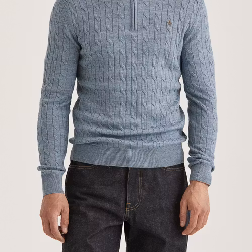 Morris - Merino Cable John Zip (Blue)