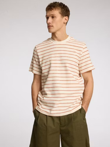 Selected Homme - SLHDJANGO STRIPE SS O-NECK TEE (Offwhite/Red Stripe)