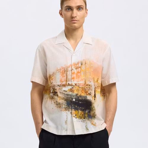Selected Homme - SLHRLXCARL AOP SS SHIRT (Orange)