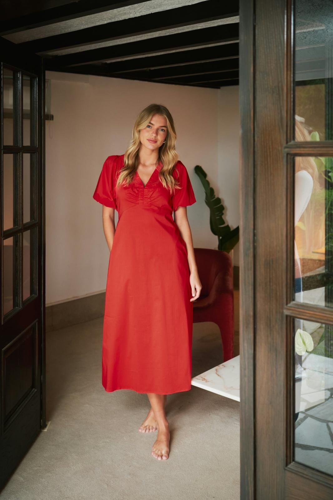 Neo Noir - Illana Poplin Dress (Red)