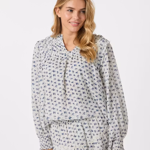 Neo Noir - Nipoa Dot Flower Blouse (Blue)