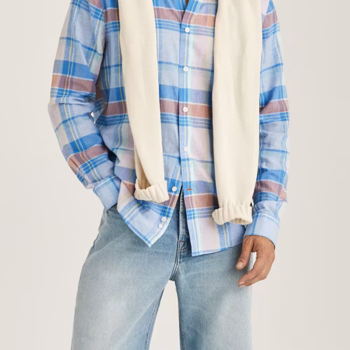 Morris - Happy Linen Check Shirt - Classic Fit (Light Blue)