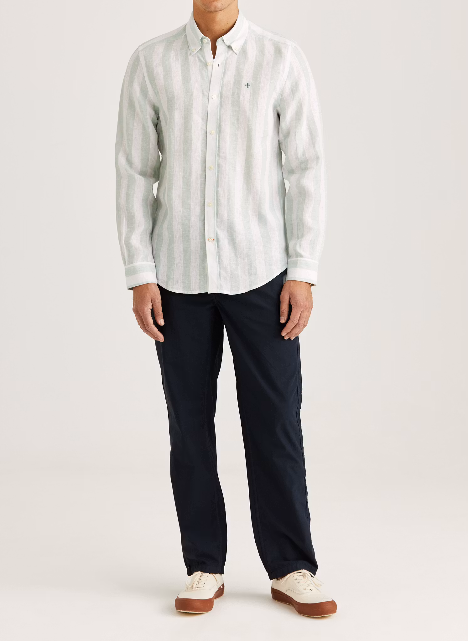 Morris - Douglas Linen Stripe Shirt-Classic Fit (Green)