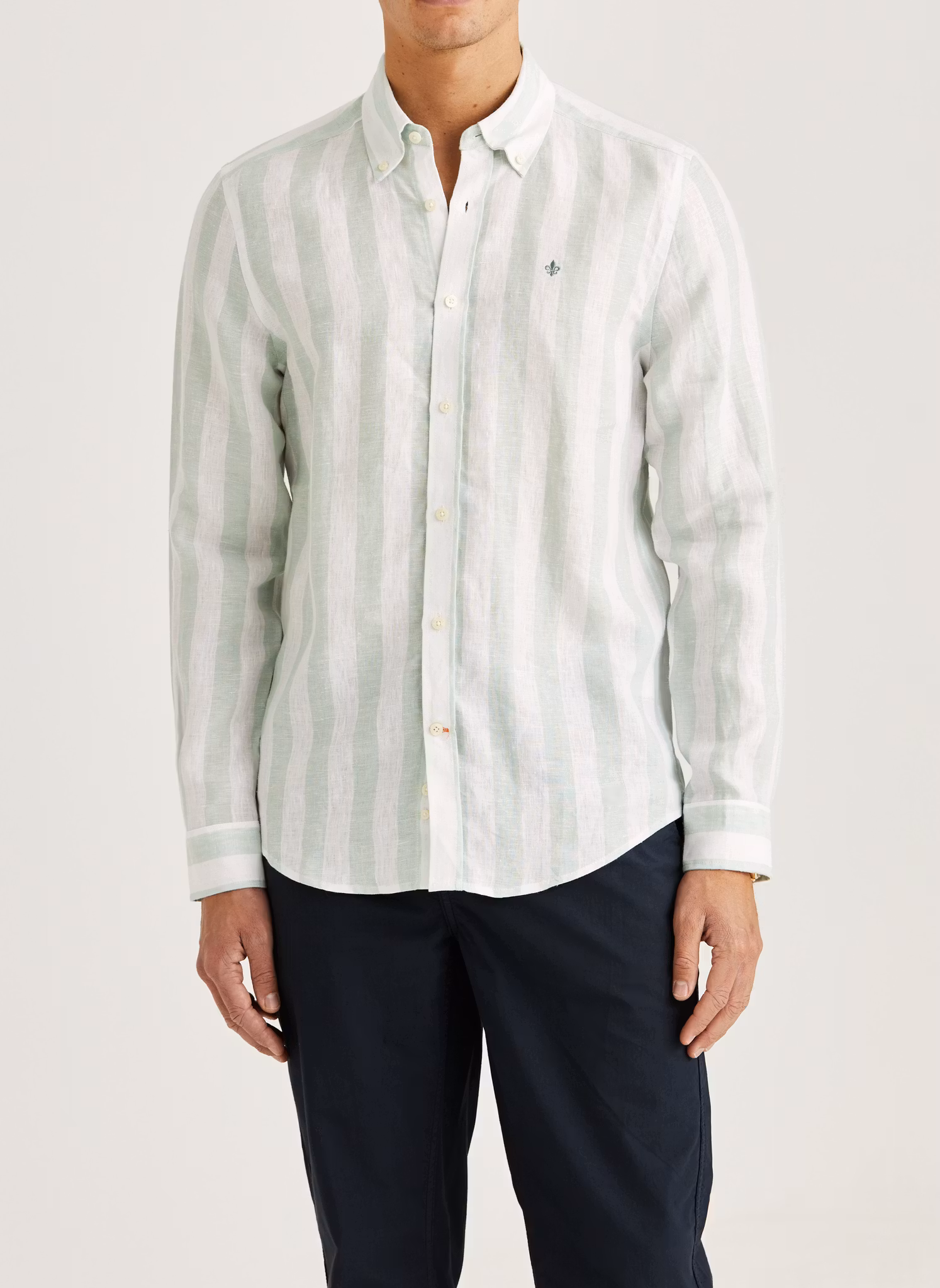 Morris - Douglas Linen Stripe Shirt-Classic Fit (Green)