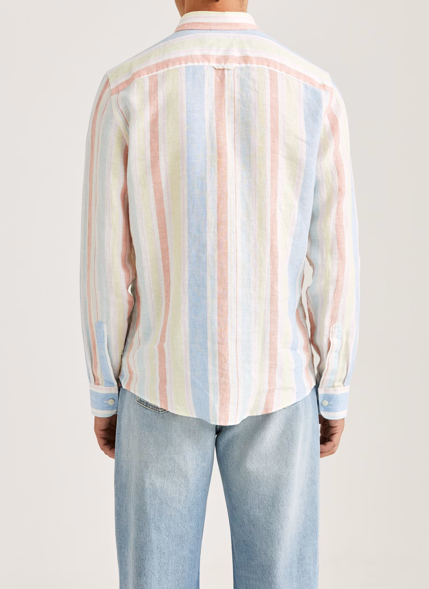 Morris - Happy Linen Stripe Shirt - Classic Fit (Yellow)