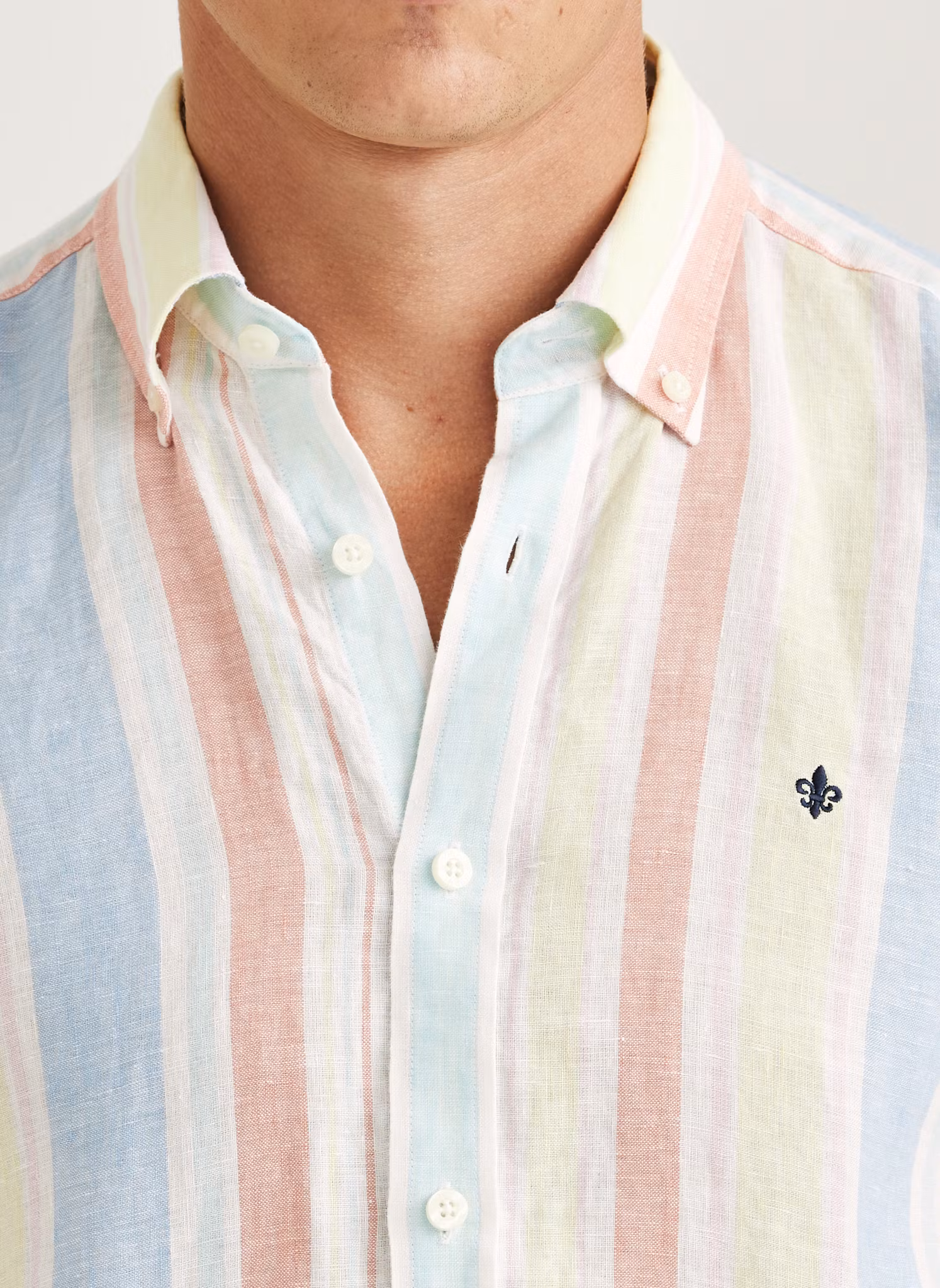 Morris - Happy Linen Stripe Shirt - Classic Fit (Yellow)