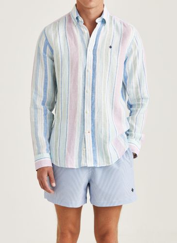 Morris - Happy Linen Stripe Shirt - Classic Fit (Turquoise)