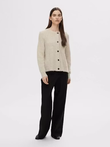 Selected Femme - SLFLULU LS KNIT SHORT CARDIGAN NOOS (Birch)