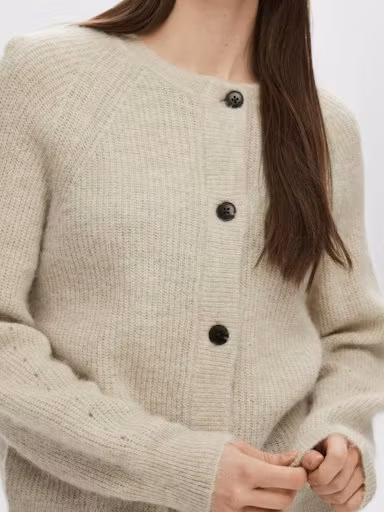 Selected Femme - SLFLULU LS KNIT SHORT CARDIGAN NOOS (Birch)
