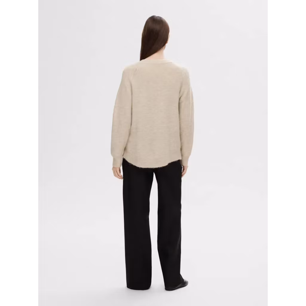 Selected Femme - SLFLULU LS KNIT O-NECK NOOS (Snow White)