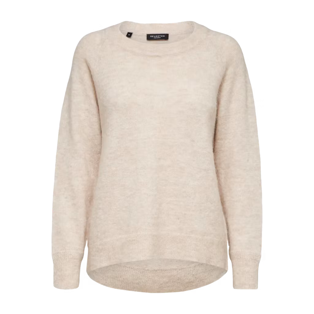 Selected Femme - SLFLULU LS KNIT O-NECK NOOS (Snow White)