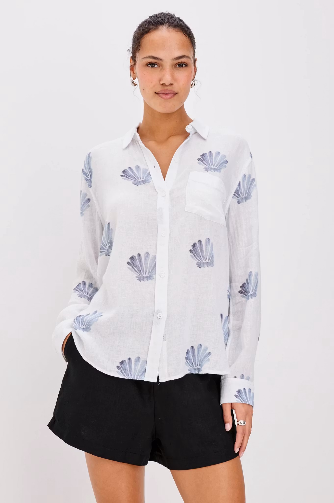 Rails - Charli Shirt Blue Seashells (Offwhite)