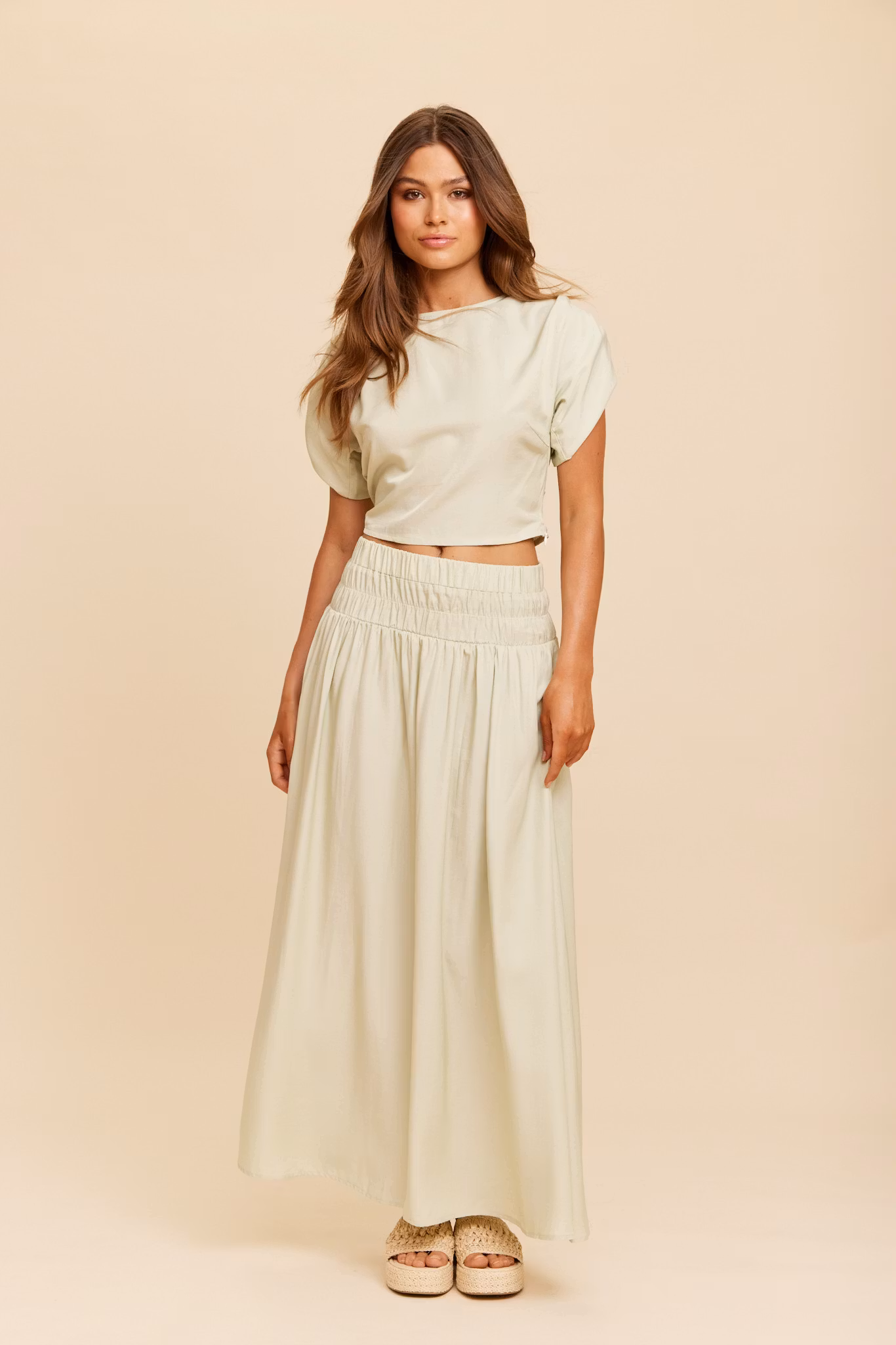 Rut & Circle - PAMELA MAXI SKIRT (Light Green)