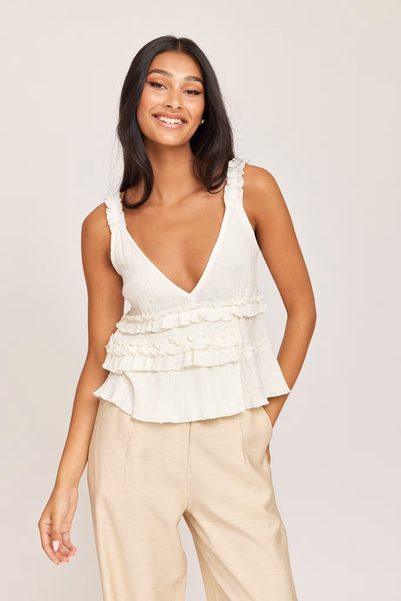 Rut & Circle - PATRICIA SINGLET (White)