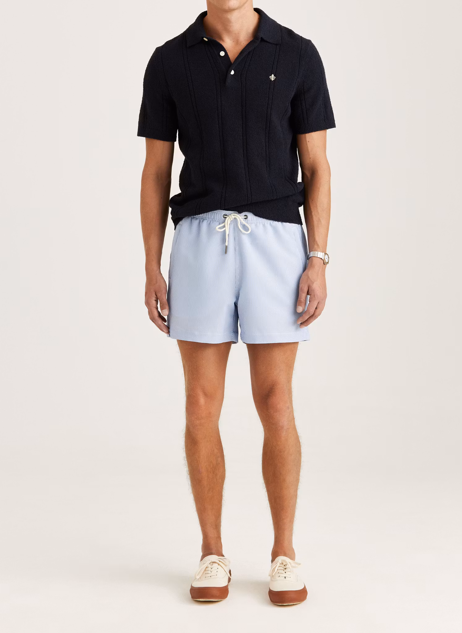 Morris - Seersucker Bathing Trunks (Light Blue)