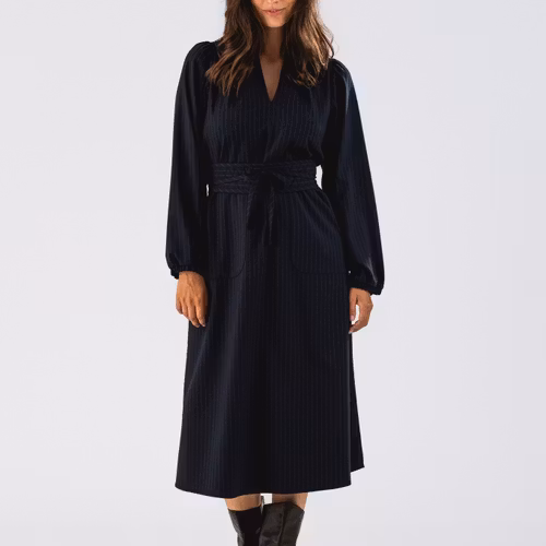 Lollys Laundry - ParisLL Midi Dress LS (Dk Navy)
