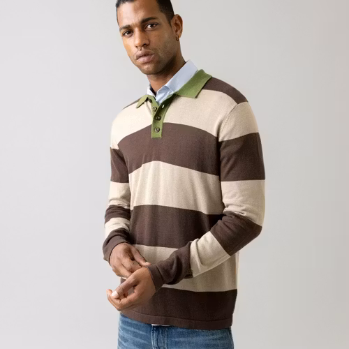 Mos Mosh Gallery - MMGRoyal Preppy LS Polo Knit (Chocolate Brown)