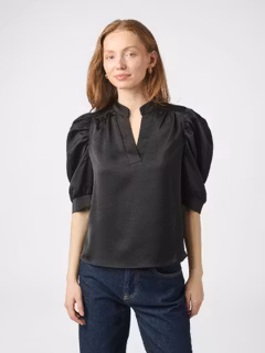 Neo Noir - Roella Heavy Sateen Blouse (Black)