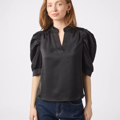 Neo Noir - Roella Heavy Sateen Blouse (Black)