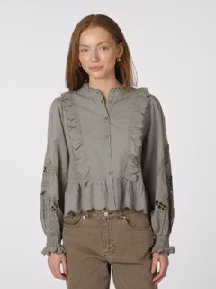 Neo Noir - Petrine Embroidery Blouse (Green)