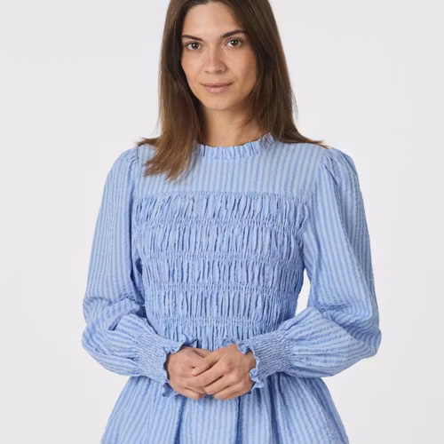 Neo Noir - Possa Twist Stripe Blouse (Light Blue)