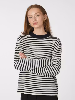 Neo Noir - Rivi Stripe Knit Sweater (White/ Navy)