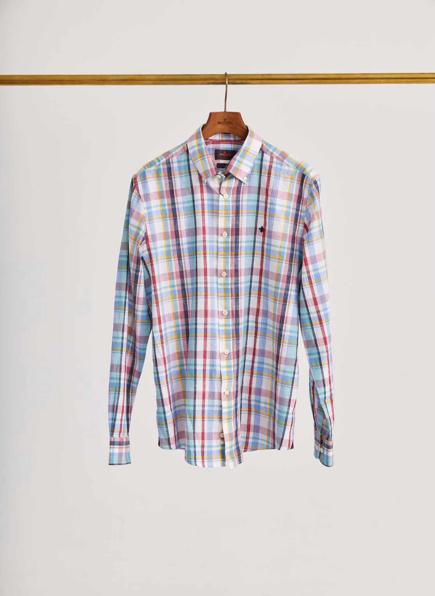 Morris - Linen Preppy Check Shirt-Classic Fit (Pink)