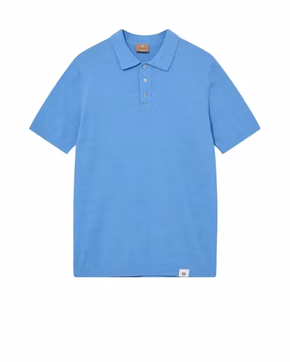 Mos Mosh Gallery - MMGKyle Bouclé SS Polo (Silver Lake Blue)