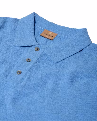 Mos Mosh Gallery - MMGKyle Bouclé SS Polo (Silver Lake Blue)