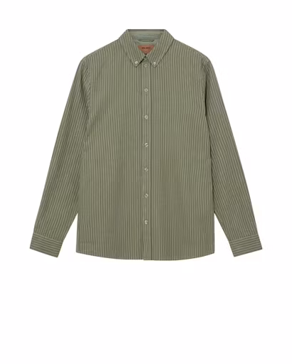 Mos Mosh Gallery - MMGTheo Linen Stripe Shirt (Watercress)