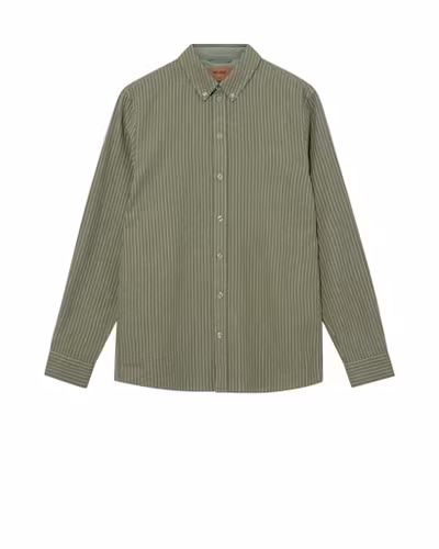 Mos Mosh Gallery - MMGTheo Linen Stripe Shirt (Watercress)