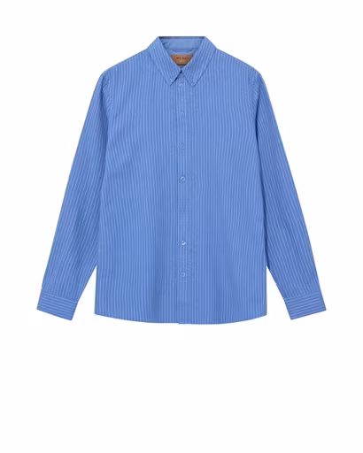Mos Mosh Gallery - MMGTheo Linen Stripe Shirt (Silver Lake Blue)