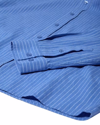 Mos Mosh Gallery - MMGTheo Linen Stripe Shirt (Silver Lake Blue)