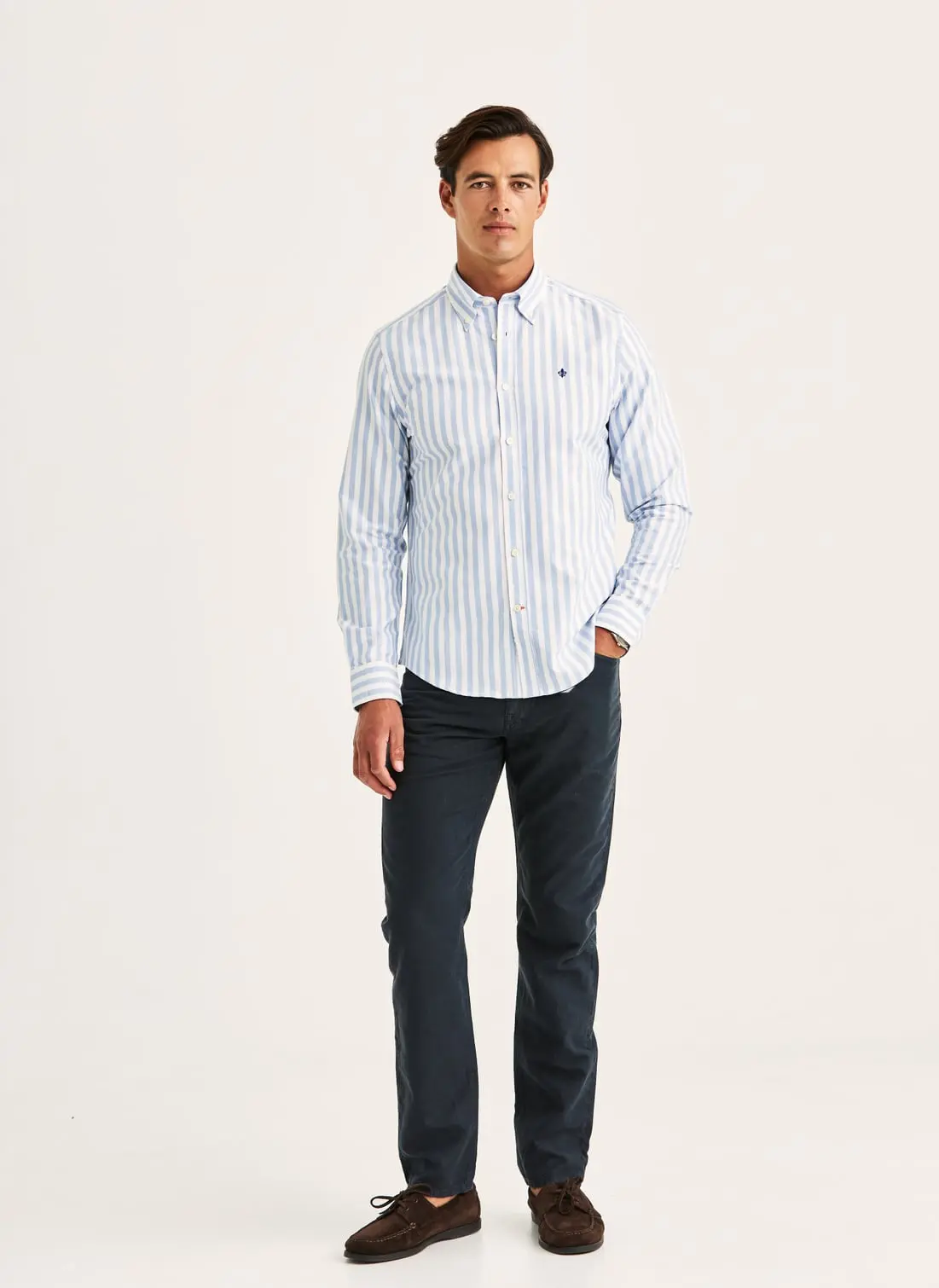 Morris - Douglas Oxford Stripe Shirt-Slim Fit (Light blue)