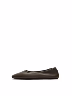 Selected Femme - SLWELIA LEATHER BALLERINA (Brown)