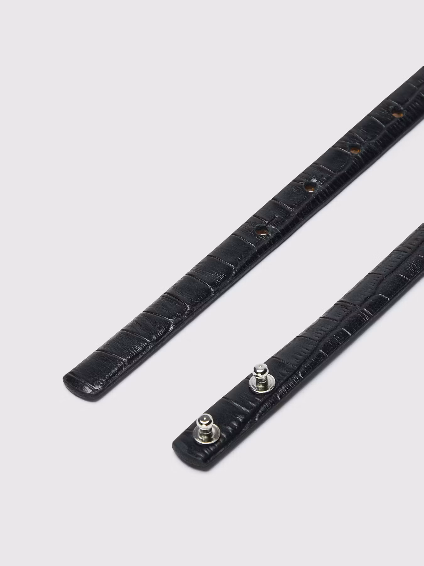 Selected Femme - SLFBABETH SLIM LEATHER BELT (Black CROCO)