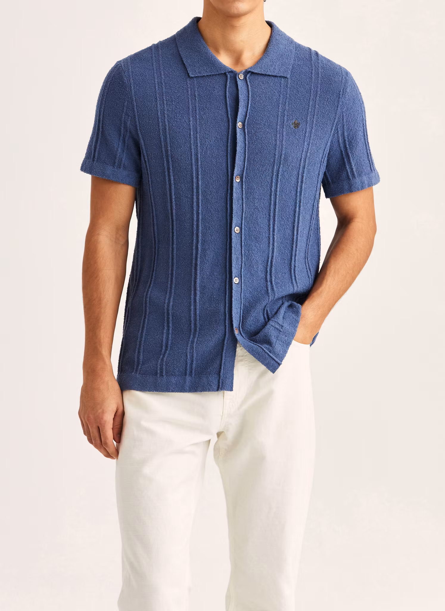 Morris - Clayton Knitted SS Shirt (Blue)