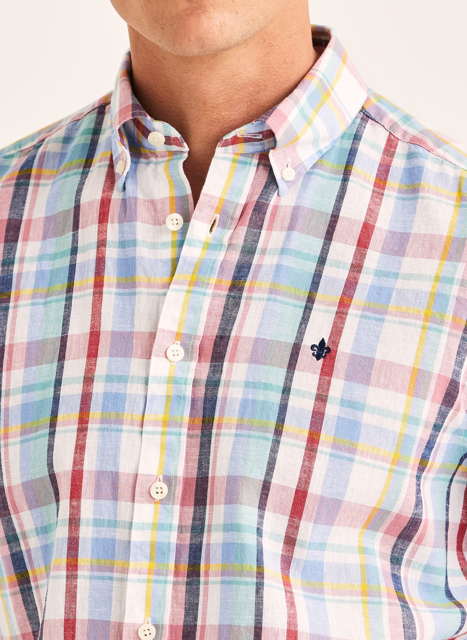 Morris - Linen Preppy Check Shirt-Classic Fit (Pink)