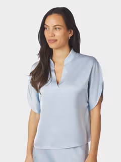 Neo Noir - Anelle Heavy Sateen Blouse (Light Blue)