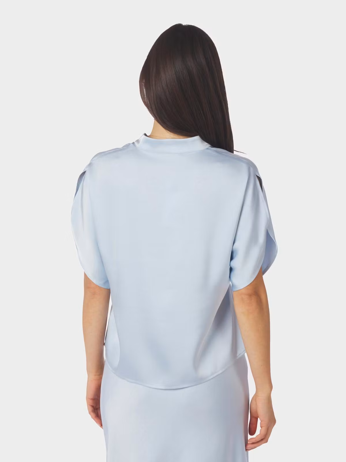 Neo Noir - Anelle Heavy Sateen Blouse (Light Blue)