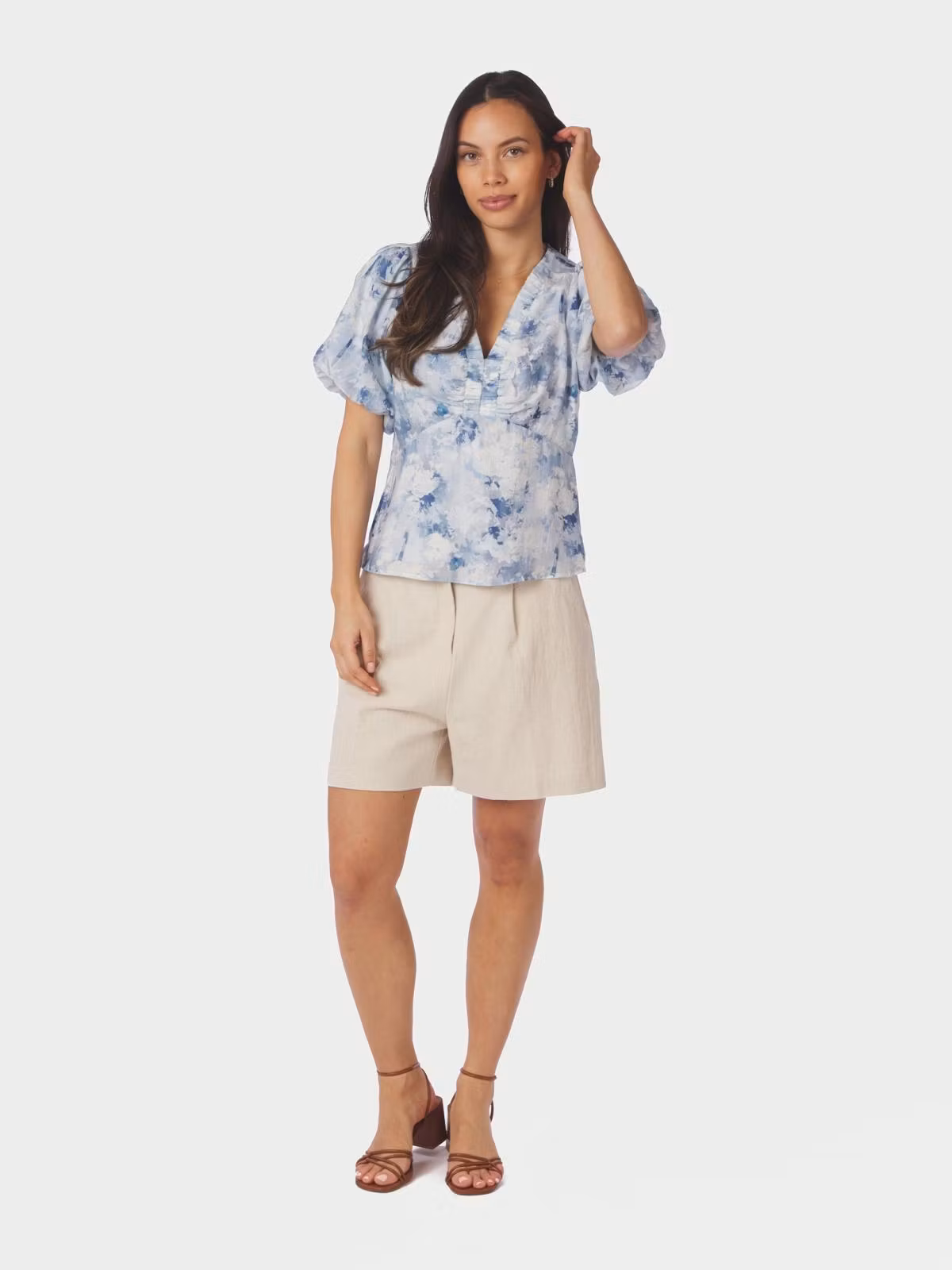 Neo Noir - Irina Floral Fusion Blouse (Blue)
