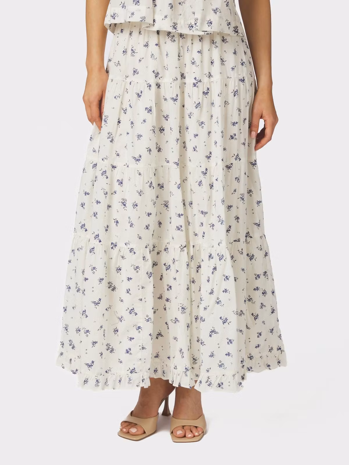 Neo Noir - Asta Small Blossom Skirt (White Blue)