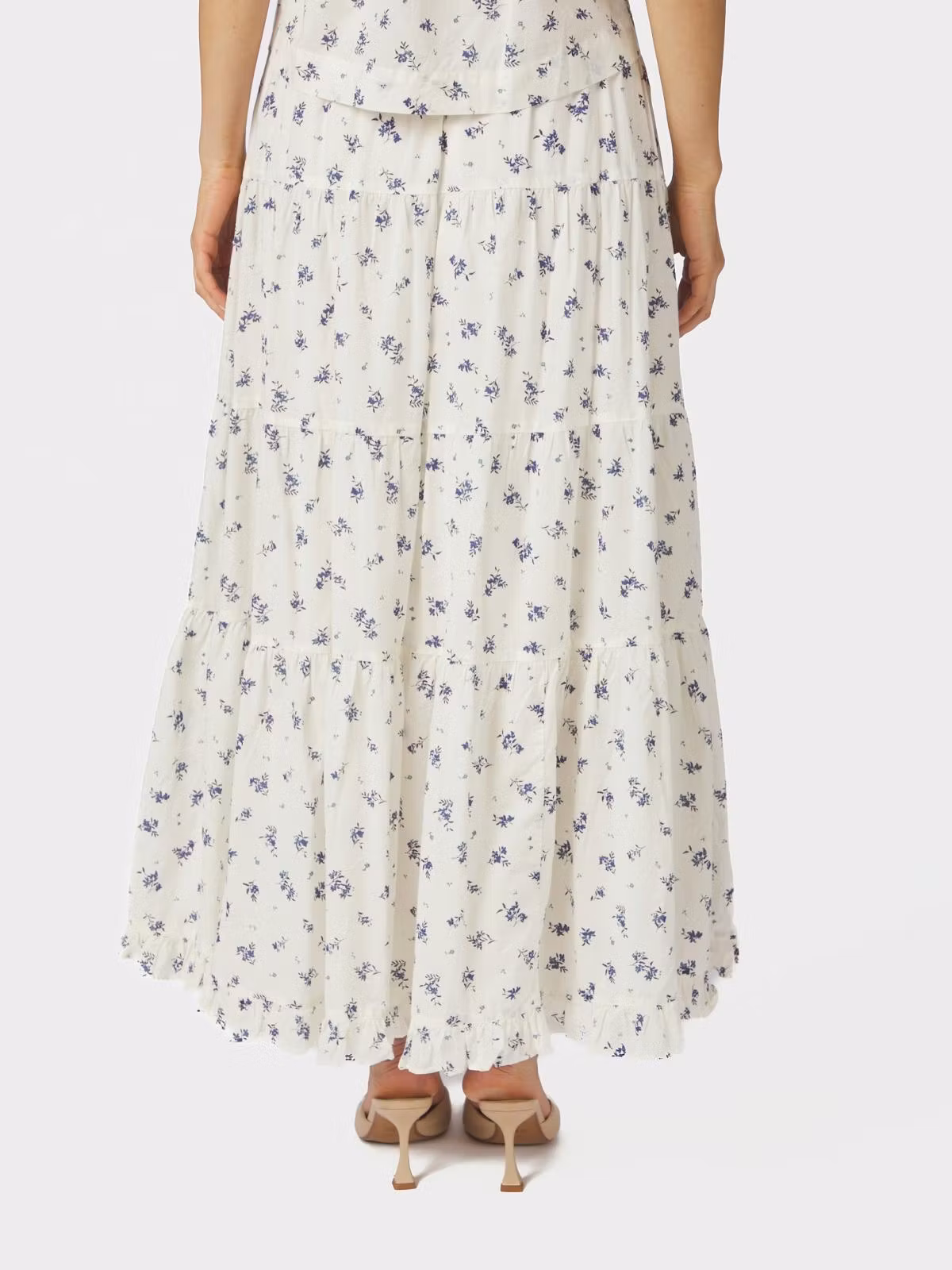 Neo Noir - Asta Small Blossom Skirt (White Blue)