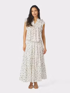 Neo Noir - Asta Small Blossom Skirt (White Blue)