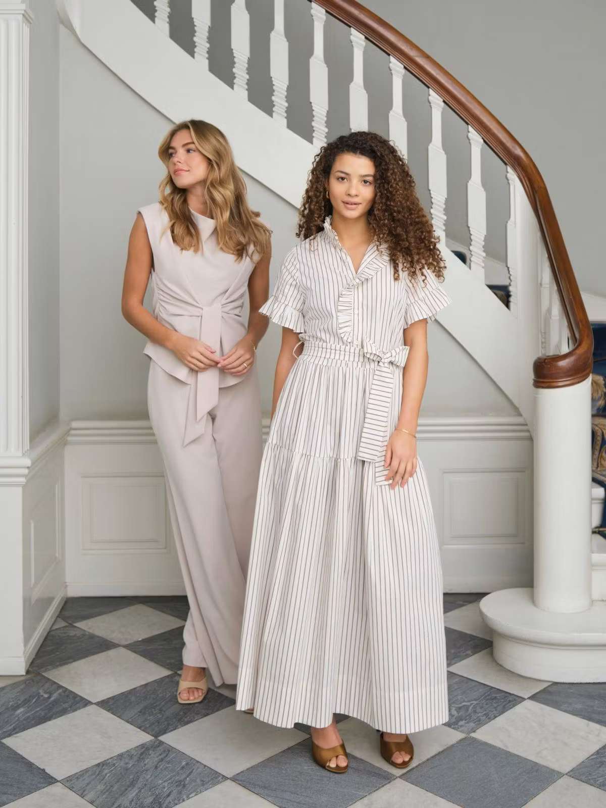Neo Noir - Nellie Wide Stripe Dress (Ivory)