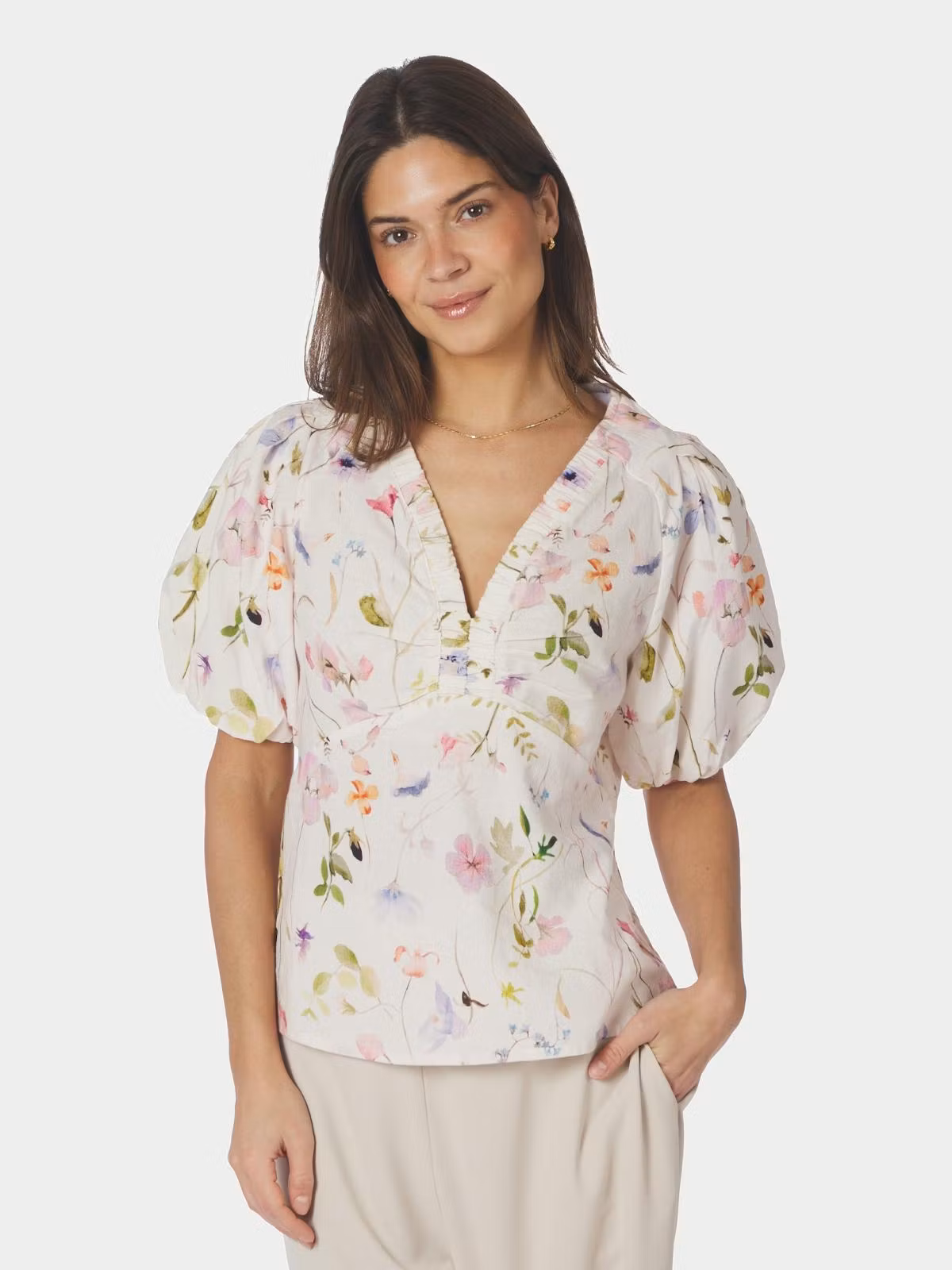Neo Noir - Irina Flower Blouse (Off White)