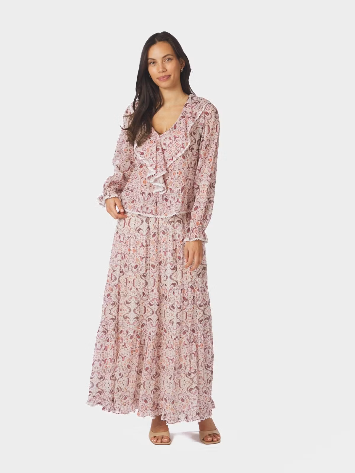 Neo Noir - Asta Paisley Dance Skirt (Rose)