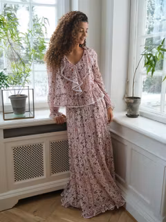 Neo Noir - Asta Paisley Dance Skirt (Rose)